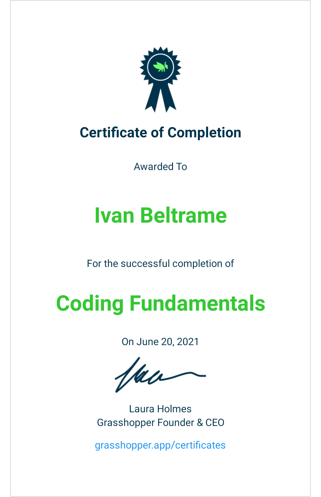 Certificato di coding fundamentals