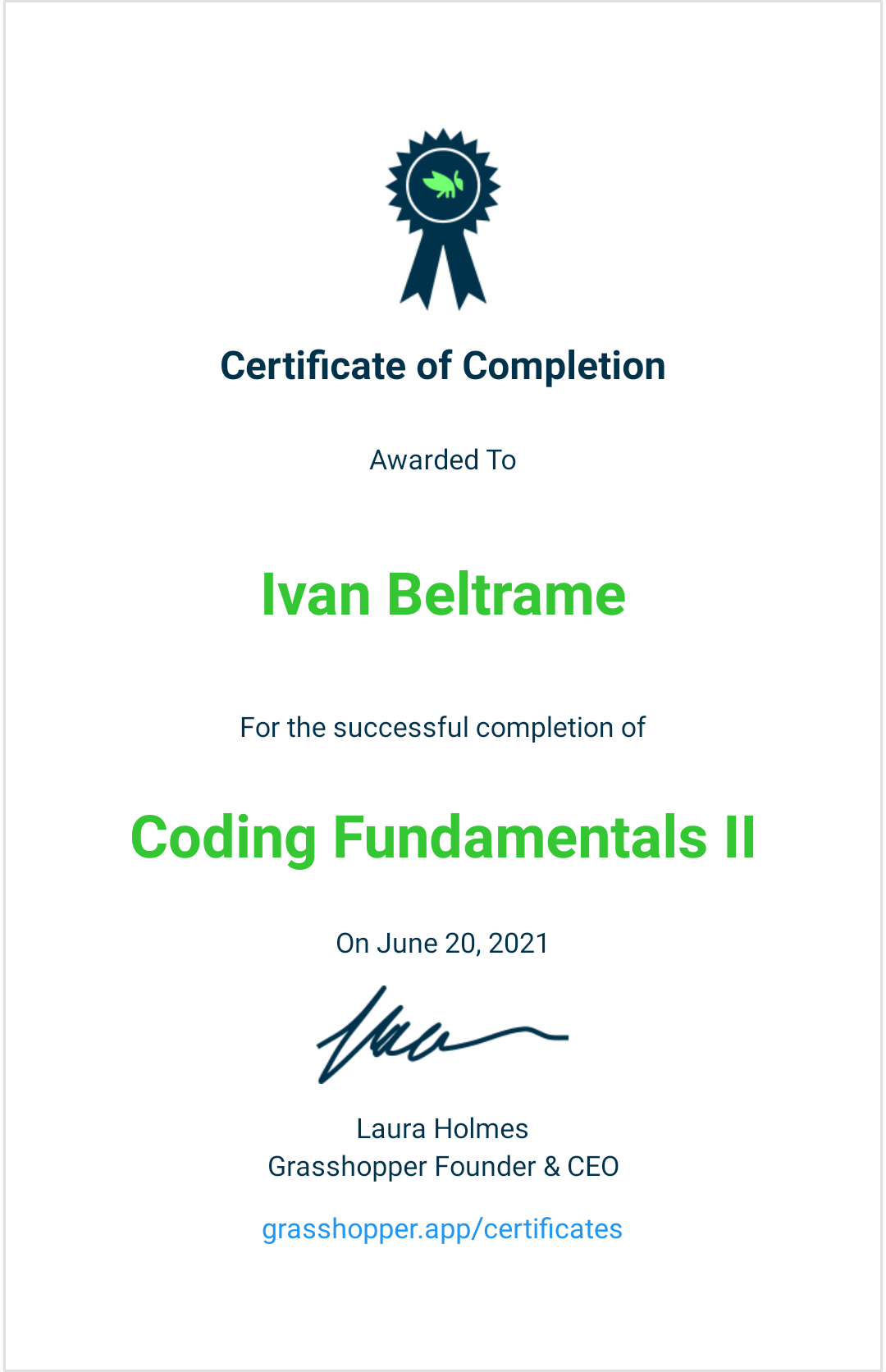 Certificato di coding fundamentals 2