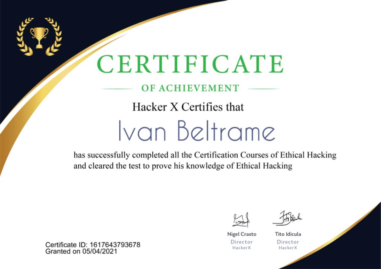 Courses of ethical hacking