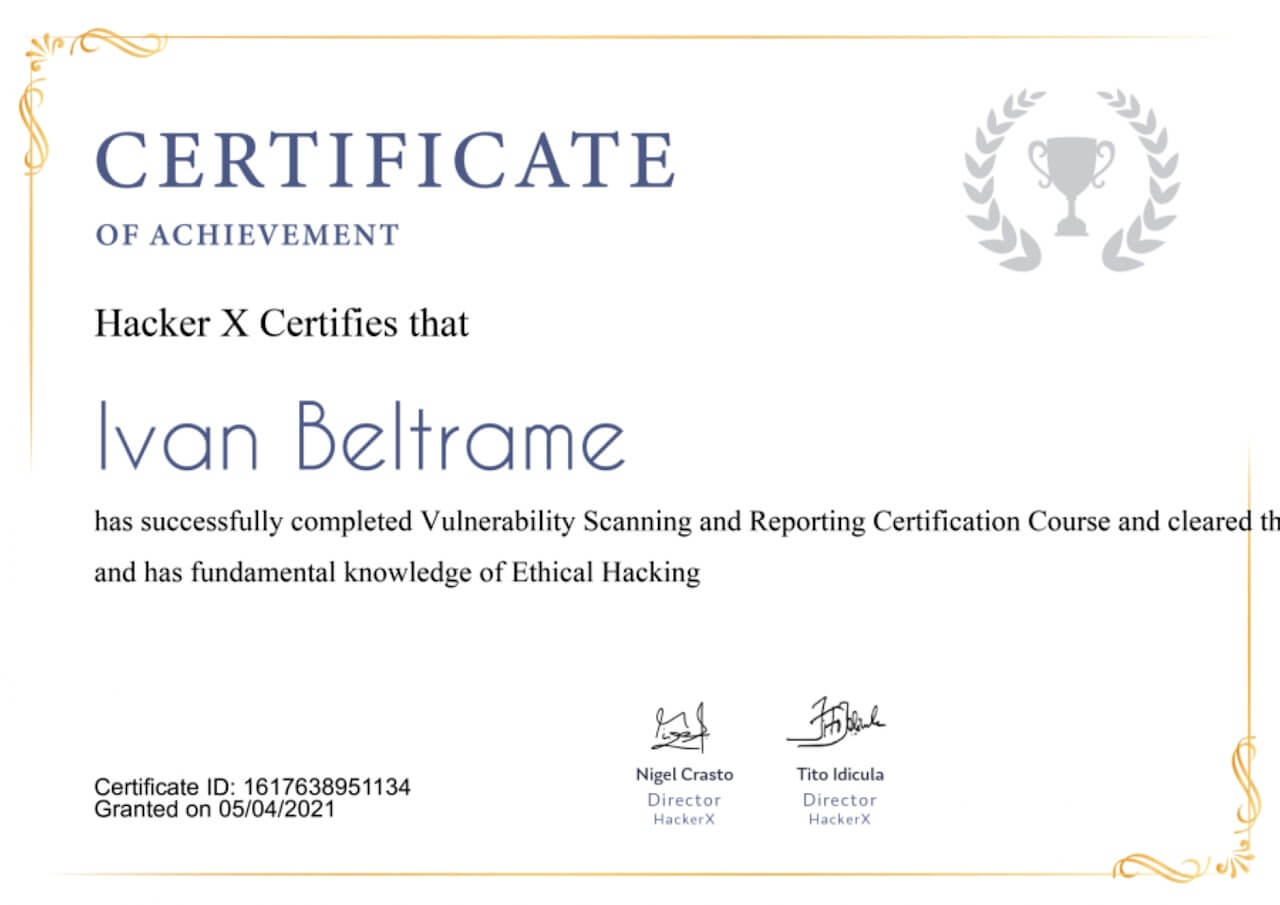 Certificato di vulnerability scanning and reporting