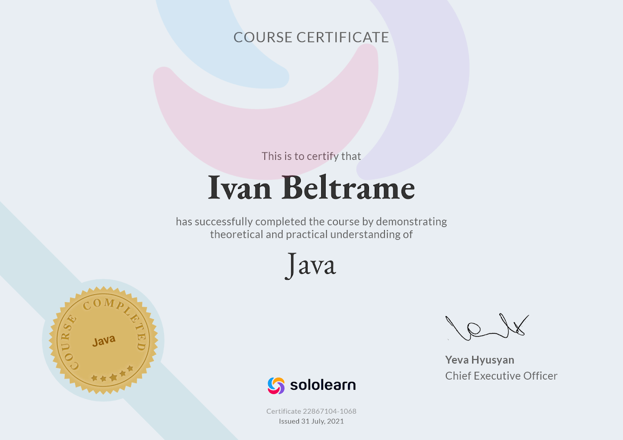 Certificato Java