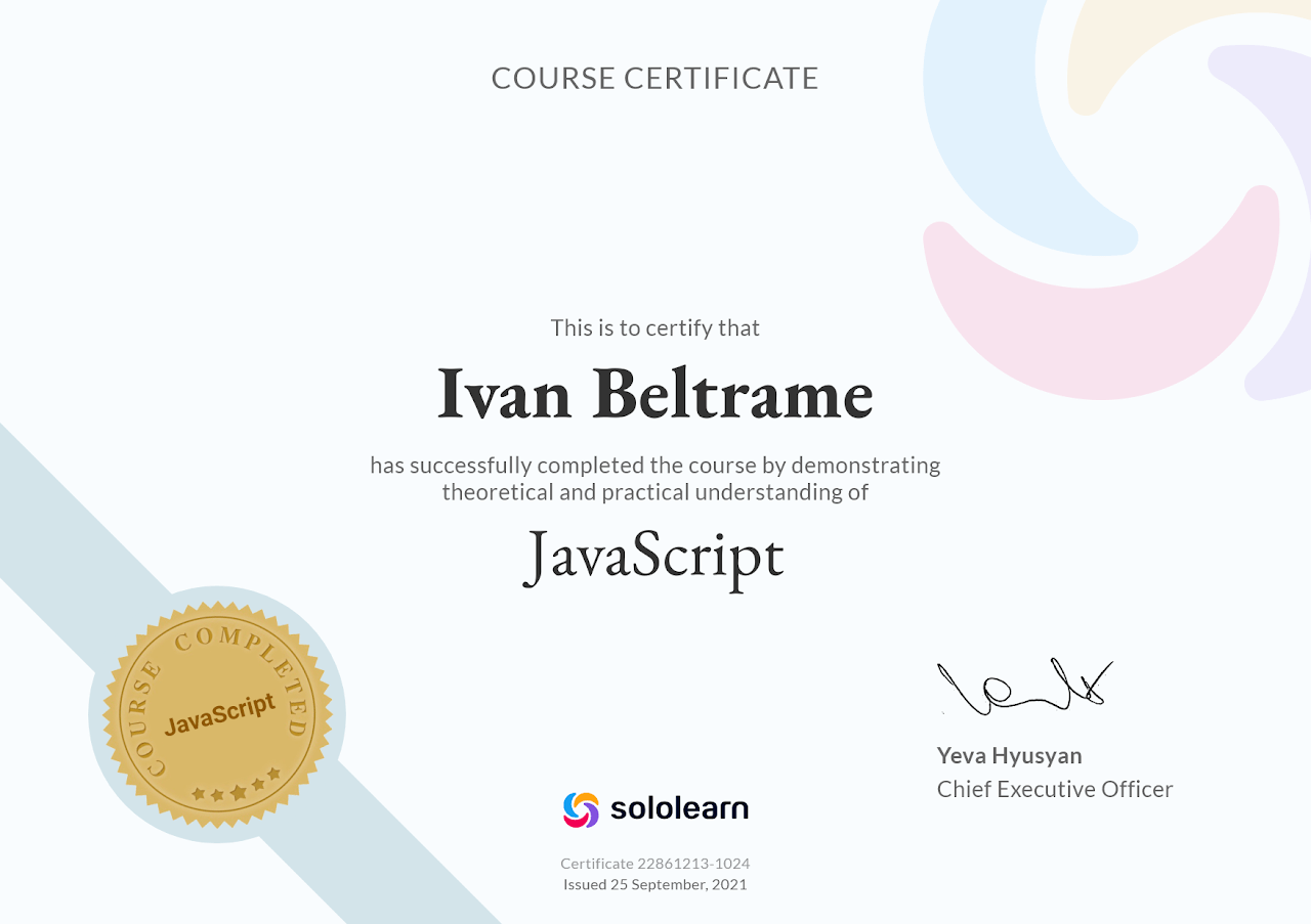 Certificato JavaScript